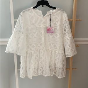 Never worn white printed blouse